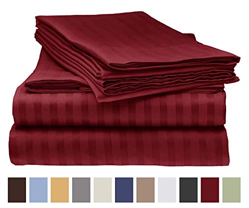 Cotton Home Depot Twin Collection Bed Sheet Set 24 Inch Deep Pocket 4-Piece Bedding Set - Wrinkle, Stain, Fade Resistant - Burgundy