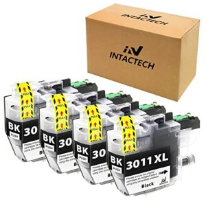 intactech compatible ink cartridges replacement for brother lc3013 lc3011 black bk for brother mfc-j491dw mfc-j895dw mfc-j690dw mfc-j497dw printer (4 pack)