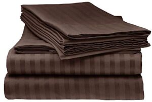 cotton home depot twin collection bed sheet set 18 inch deep pocket 4-piece bedding set – wrinkle, stain, fade resistant – chocolate brown