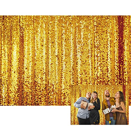 Renaiss 7x5ft Golden Sequins Photo Backdrop Golden Particles Background Photography Happy Birthday Wedding Bridal Shower Decor Wallpaper Kids Adults Portrait Banner Photo Shoot Props