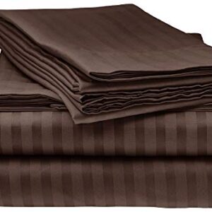 Cotton Home Depot Twin Collection Bed Sheet Set 28 Inch Deep Pocket 4-Piece Bedding Set - Wrinkle, Stain, Fade Resistant - Chocolate Brown