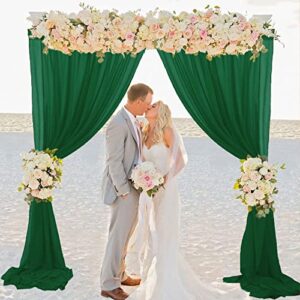 fuhsy sheer hunter green chiffon curtains backdrop 2 panels 29×120 inches semi sheer curtain drapes sheer window voile curtains rod packet draping fabric for wedding arch emerald green wedding decor