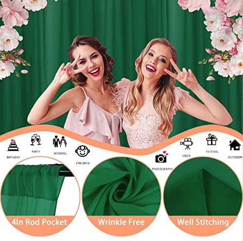 FUHSY Sheer Hunter Green Chiffon Curtains Backdrop 2 Panels 29x120 Inches Semi Sheer Curtain Drapes Sheer Window Voile Curtains Rod Packet Draping Fabric for Wedding Arch Emerald Green Wedding Decor