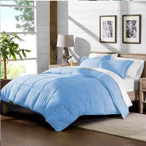 Soft Bed in Bag 1000 Series Egyptian Cotton 5 Piece 500 GSM Warm Comforter Set (Comforter + Flat Sheet + Fitted Sheet 10" Deep + 2 Pillow Cases) Bedding Set Twin XL Light Blue