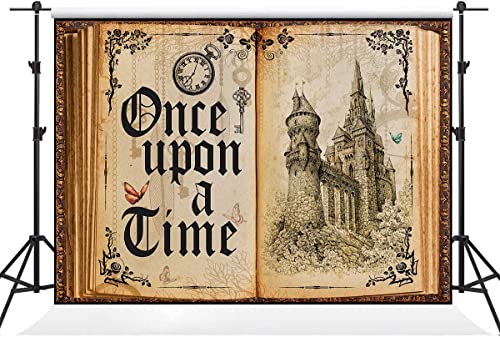 KIKIDOR Fairy Tale Book Backdrop Once Upon A Time Old Castle Royal Family Princess Romantic Storybook Photography Background Wedding Bride Shower Party Decor Portrait Photo Booth Props 10x7ft ZYKI0218