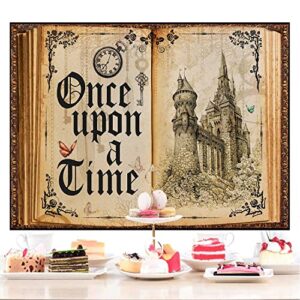 KIKIDOR Fairy Tale Book Backdrop Once Upon A Time Old Castle Royal Family Princess Romantic Storybook Photography Background Wedding Bride Shower Party Decor Portrait Photo Booth Props 10x7ft ZYKI0218