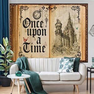 KIKIDOR Fairy Tale Book Backdrop Once Upon A Time Old Castle Royal Family Princess Romantic Storybook Photography Background Wedding Bride Shower Party Decor Portrait Photo Booth Props 10x7ft ZYKI0218