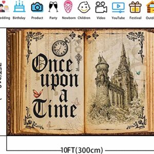 KIKIDOR Fairy Tale Book Backdrop Once Upon A Time Old Castle Royal Family Princess Romantic Storybook Photography Background Wedding Bride Shower Party Decor Portrait Photo Booth Props 10x7ft ZYKI0218