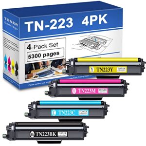 tn223 compatible tn223bk tn223c tn223m tn223y toner cartridge replacement for brother mfc-l3770cdw mfc-l3710cw printer toner (1bk+1c+1y+1m).