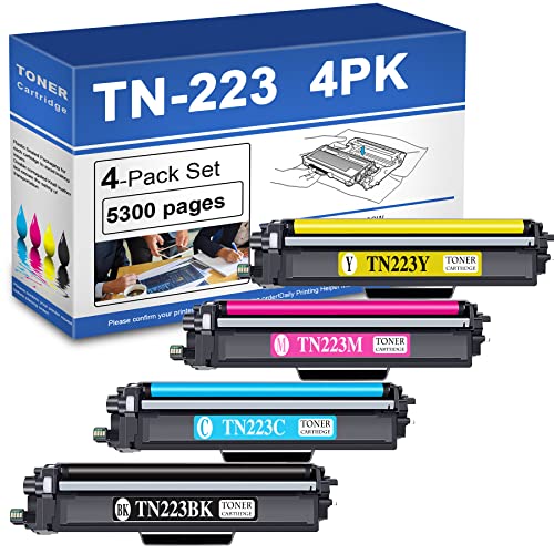 TN223 Compatible TN223BK TN223C TN223M TN223Y Toner Cartridge Replacement for Brother MFC-L3770CDW MFC-L3710CW Printer Toner (1BK+1C+1Y+1M).