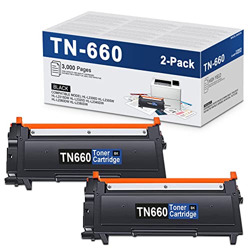 LOVPAIN TN660 TN-660 Toner Cartridge Compatible High Yield Replacement for Brother Toner TN660 HL-L2340DW L2360DW L2380DW MFC-L2700DW L2705DW L2707DW DCP-L2520DW L2540DW Printer Toner (2 Pack, Black)