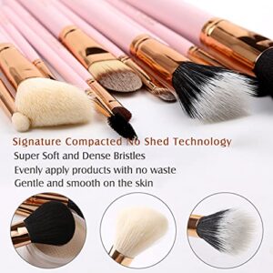 Zoreya Makeup Brush Set 12pcs Pink Synthetic Makeup Brushes Travel Set With Holder Makeup Brush Organizer Foundation Powder Contour Blush Eye Cosmetic Brush Sets In Case With Bonus Gift Makeup Sponge