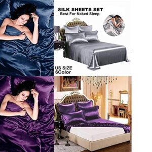 Cotton Home Depot -100% Pure Silk Satin Sheet Set 6pcs, Silk Fitted Sheet 15" Deep Pocket,Silk Flat Sheet,Silk Duvet Cover & Pillowcases Set !!! Size King ,Black