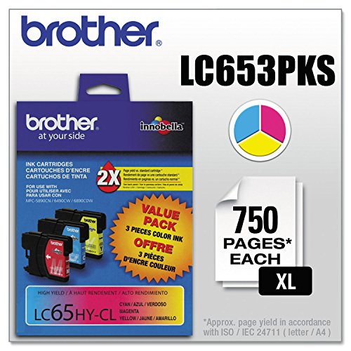 Brother Lc653pks Lc653pks Innobella High-Yield Ink, Cyan/Magenta/Yellow, 3/Pk