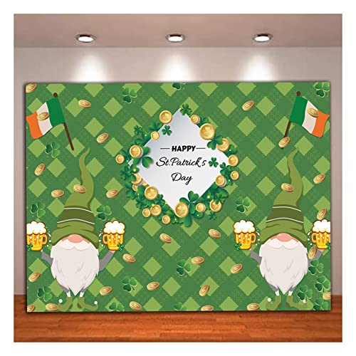 Happy St. Patrick's Day Photography Backdrop Dwarf Lucky Irish Green Shamrock Photo Background for Children Family Irish Festival Celebration Party Decor Banner 5x3ft