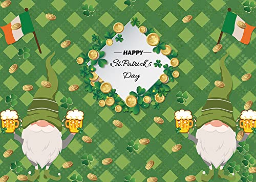 Happy St. Patrick's Day Photography Backdrop Dwarf Lucky Irish Green Shamrock Photo Background for Children Family Irish Festival Celebration Party Decor Banner 5x3ft