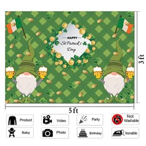 Happy St. Patrick's Day Photography Backdrop Dwarf Lucky Irish Green Shamrock Photo Background for Children Family Irish Festival Celebration Party Decor Banner 5x3ft