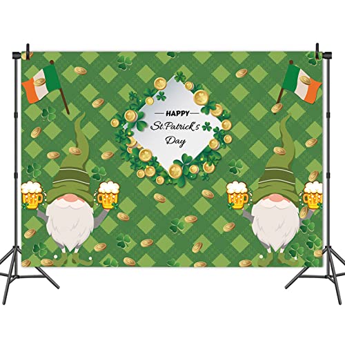 Happy St. Patrick's Day Photography Backdrop Dwarf Lucky Irish Green Shamrock Photo Background for Children Family Irish Festival Celebration Party Decor Banner 5x3ft