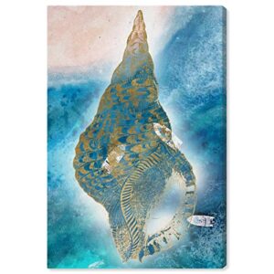 wynwood studio nautical and coastal contemporary canvas wall art sound of waves ii living room bedroom and bathroom home decor 24 in x 36 in blue and gold