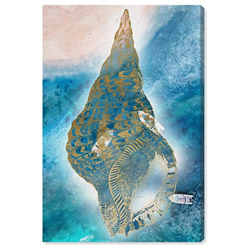 Wynwood Studio Nautical and Coastal Contemporary Canvas Wall Art Sound of Waves II Living Room Bedroom and Bathroom Home Decor 24 in x 36 in Blue and Gold