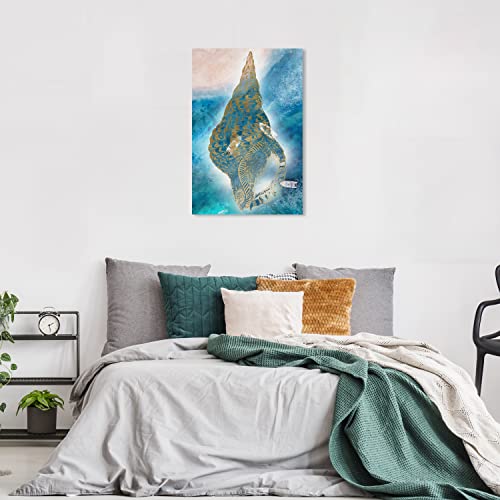 Wynwood Studio Nautical and Coastal Contemporary Canvas Wall Art Sound of Waves II Living Room Bedroom and Bathroom Home Decor 24 in x 36 in Blue and Gold