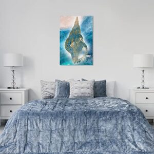 Wynwood Studio Nautical and Coastal Contemporary Canvas Wall Art Sound of Waves II Living Room Bedroom and Bathroom Home Decor 24 in x 36 in Blue and Gold