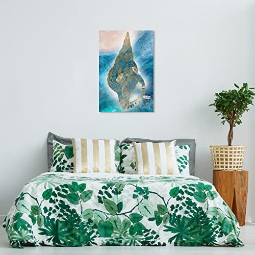 Wynwood Studio Nautical and Coastal Contemporary Canvas Wall Art Sound of Waves II Living Room Bedroom and Bathroom Home Decor 24 in x 36 in Blue and Gold