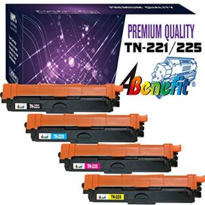 4benefit 4 pack compatible brother tn221/225 tn221 tn-221 black cyan magenta yellow toner cartridge for brother hl-3140cw,hl-3170cdw,mfc-9130cw,mfc-9330cdw,mfc-9340cdw