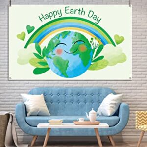 Nepnuser Happy Earth Day Photo Booth Backdrop April 22 Travel Themed Party Decoration Recycle Eco Global Health Cool Wall Decor for School Classroom -5.9×3.6ft