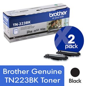 brother genuine tn223bk 2-pack standard yield black toner cartridge with approximately 1,400 page yield/cartridge