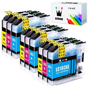 aceink 9 pack color lc103 xl replacement ink cartridges for lc103 xl lc103xl compatible with brother mfc j870dw j450dw j470dw j650dw j4410dw j4510dw j4710dw j6720 printer (3c+3m+3y)