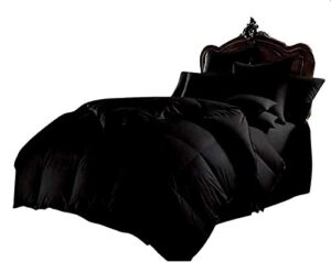 soft bed in bag 1000 series egyptian cotton 5 piece 500 gsm warm comforter set (comforter + flat sheet + fitted sheet 20″ deep + 2 pillow cases) bedding set cal. queen black
