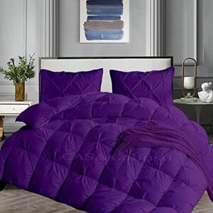 all season pinch down-alternative oversize pinch plated comforter set 400 thread count 100% egyptian cotton,purple solid