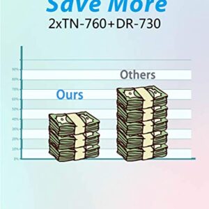 MM MUCH & MORE Compatible TN-760 TN760 Toner Cartridge and DR730 Drum Unit Replacement for Brother MFC-L2710DW L2750DWXL HL-L2350DW L2390DW L2395DW L2370DWXL L2550DW Printer (3-Pack, 2 Toner + 1 Drum)