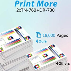 MM MUCH & MORE Compatible TN-760 TN760 Toner Cartridge and DR730 Drum Unit Replacement for Brother MFC-L2710DW L2750DWXL HL-L2350DW L2390DW L2395DW L2370DWXL L2550DW Printer (3-Pack, 2 Toner + 1 Drum)