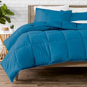 3 pc comforter set -queen ( 88” x 88” ) extra long – goose down alternative – ultra-soft – premium 1000 series – all season warmth medium blue