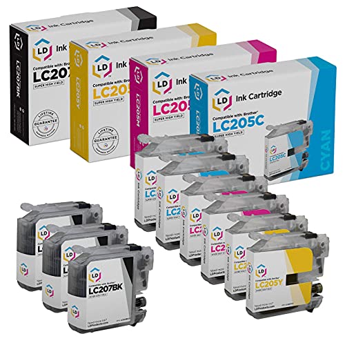 LD Compatible Ink Cartridge Replacement for Brother LC207 & LC205 Super High Yield (3 Black, 2 Cyan, 2 Magenta, 2 Yellow, 9-Pack)