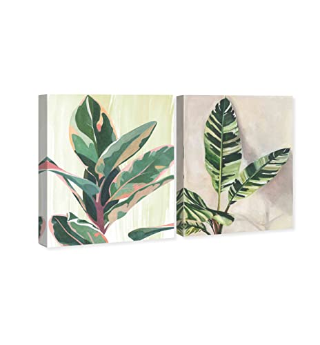 Wynwood Studio Floral and Botanical Tropical Canvas Wall Art Nice Green Set Living Room Bedroom and Bathroom Home Decor 20 in x 24 in Green and Pink