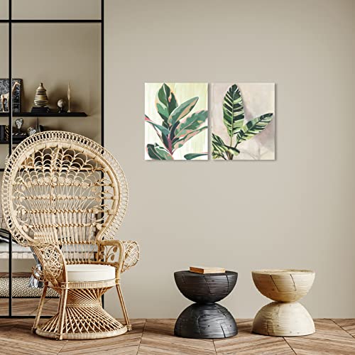 Wynwood Studio Floral and Botanical Tropical Canvas Wall Art Nice Green Set Living Room Bedroom and Bathroom Home Decor 20 in x 24 in Green and Pink