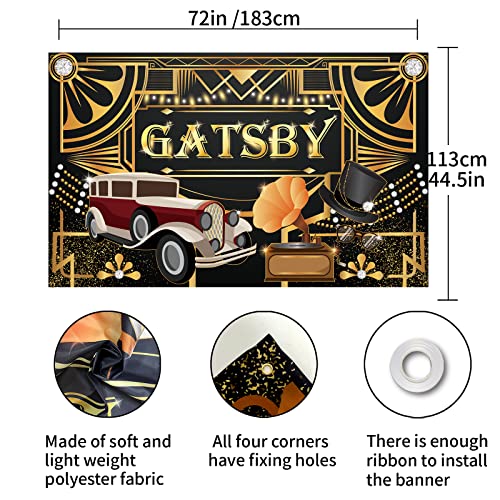 MELTELOT The Great Gatsby Themed Backdrop Banner, Retro Roaring 20's Party Art Decor 20s Birthday Adult Photography Background Happy 1st Birthday Wedding Decoration 6x4ft