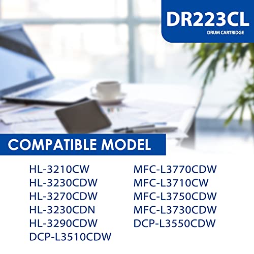 DR223CL DR223 Drum Unit, LVE 𝑯𝒊𝒈𝒉 𝒀𝒊𝒆𝒍𝒅 Compatible Replacement for Brother DR-223CL Drum for HL-3270CDW 3230CDN 3210CW 3230CDW MFC-L3750CDW L3730CDW L3770CDW L3710CW Printer, 1BK/1C/1M/1Y