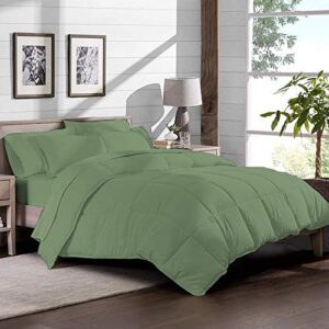 eco-friendly 600-series egyption cotton 6-piece bedding comforter set (comforter + duvet cover + 1 flat sheet + fitted sheet (16″ deep pocket) + 2 pillow cases ), king size , emerald green