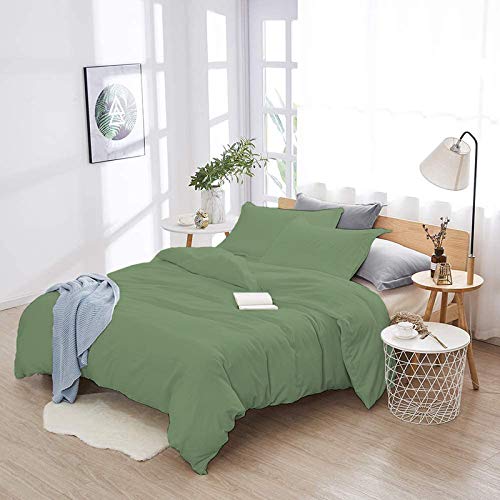 Eco-Friendly 600-Series Egyption Cotton 6-Piece Bedding Comforter Set (Comforter + Duvet Cover + 1 Flat Sheet + Fitted Sheet (16" Deep Pocket) + 2 Pillow Cases ), King Size , Emerald Green