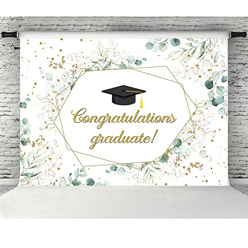 Lofaris Class of 2023 Graduation Backdrop Greenery Congratulations Graduates Background Green Eucalyptus Congrats Grad Prom Party Decor Cake Table Banner Photo Booth Props 7x5ft