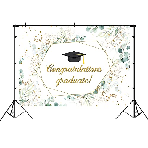 Lofaris Class of 2023 Graduation Backdrop Greenery Congratulations Graduates Background Green Eucalyptus Congrats Grad Prom Party Decor Cake Table Banner Photo Booth Props 7x5ft