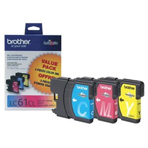brother(r) lc61cmy tricolor ink cartridges, pack of 3