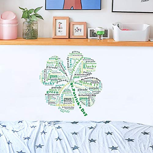 Letters Pattern St. Patrick's Day Wall Stickers Four Leaf Pants Refrigerator Sticker Door Window Combination Set Yoga Studio Lights