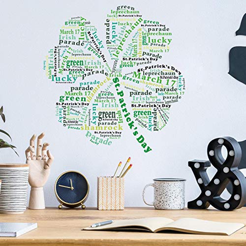 Letters Pattern St. Patrick's Day Wall Stickers Four Leaf Pants Refrigerator Sticker Door Window Combination Set Yoga Studio Lights