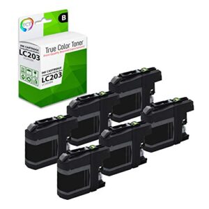 tct compatible ink cartridge replacement for brother lc203 lc203bk black works with brother mfc-j460dw j480dw j485dw j880dw j4620dw j4420dw printers (550 pages) – 6 pack