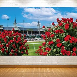 Nepnuser Kentucky Derby Photo Booth Backdrop Churchill Downs Horse Racing Party Decoration Run for The Roses Indoor Outdoor Wall Decor-5.9×3.6ft